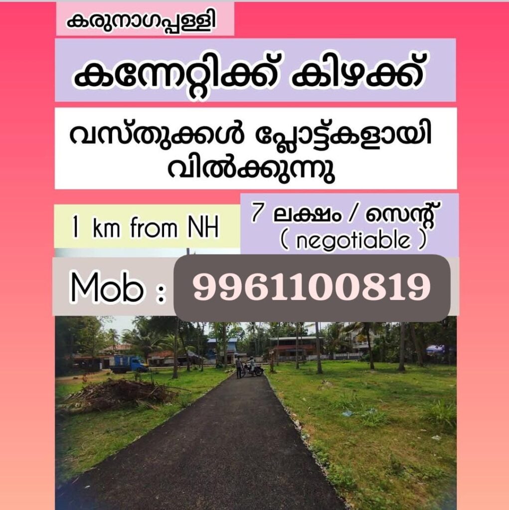 Plot For Sale In Karunagappally